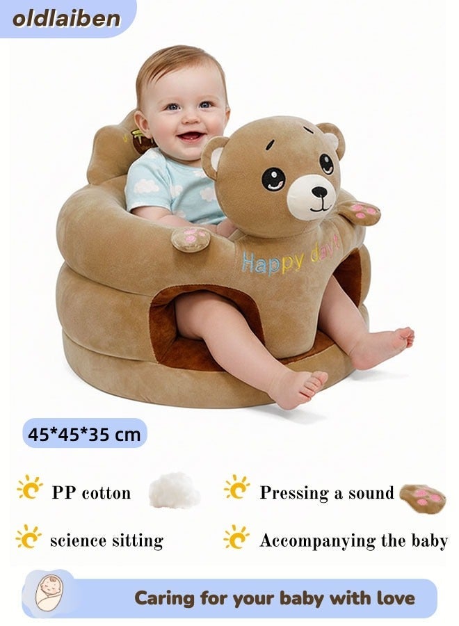 oldlaiben Baby Sitting Support Seat Sofa, Cartoon Cute Plush Baby Seat, Infant Learning Seat, Portable Baby Comfortable Floor Seat, Perfect Toddler Gift To Learn To Sit（Bear） - Image 1